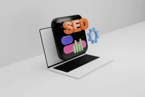 3D Image of Laptop with SEO word Proving the Value of SEO